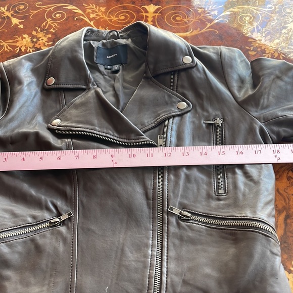 IDENTIFY dark brown leather jacket sz4/6 soft supple Schott Perfecto style - Picture 4 of 8